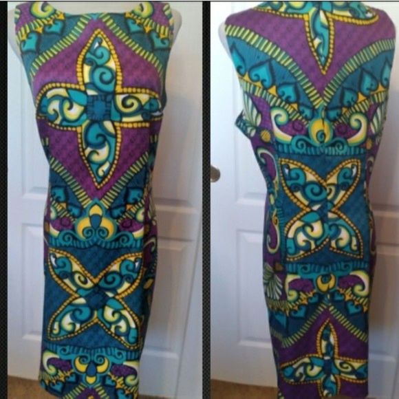 SHEATH TRIBAL PRINT SLEEVELESS PURPLE COMBO SZ 18 WOMENS 18 NWT - Picture 4 of 11
